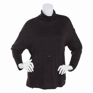 Nine West Active Fleece Cinch Waist Pullover Long-Sleeve Turtleneck NEW